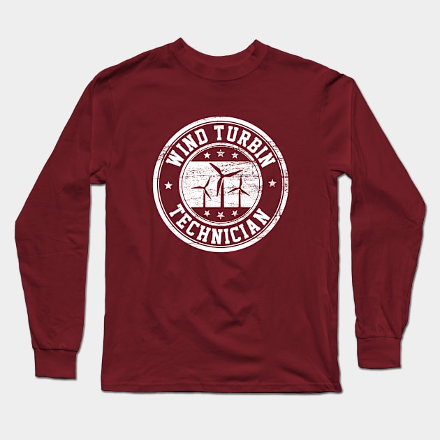 Wind Turbine Technician #3 Long Sleeve T-Shirt by SalahBlt